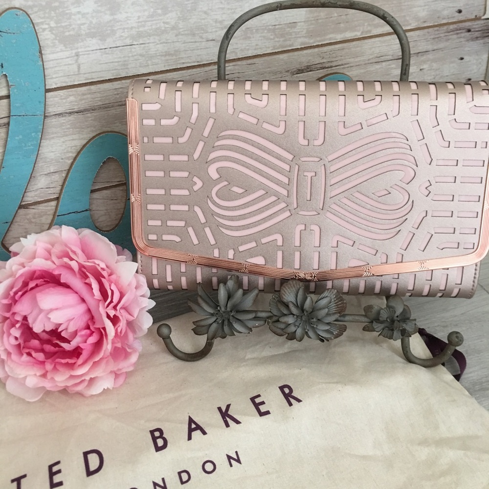 Ted Baker JENAA Bow embossed leather clutch bag